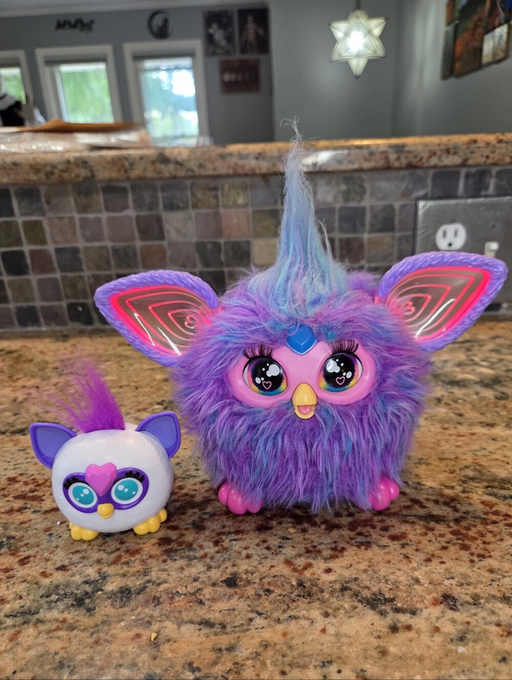 Furby 2023 Interactive Purple Blue Working Tested + Mini White Figure